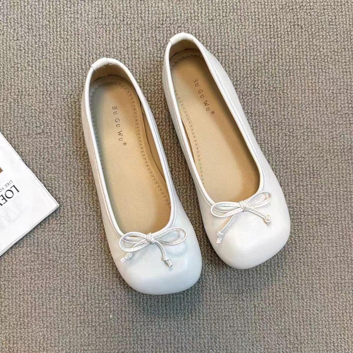 

Французские универсальные туфли на плоской подошве с небольшим горлом для верхней женской одежды, весна 2025, новый лук с юбкой, шапочки на мягкой подошве 35