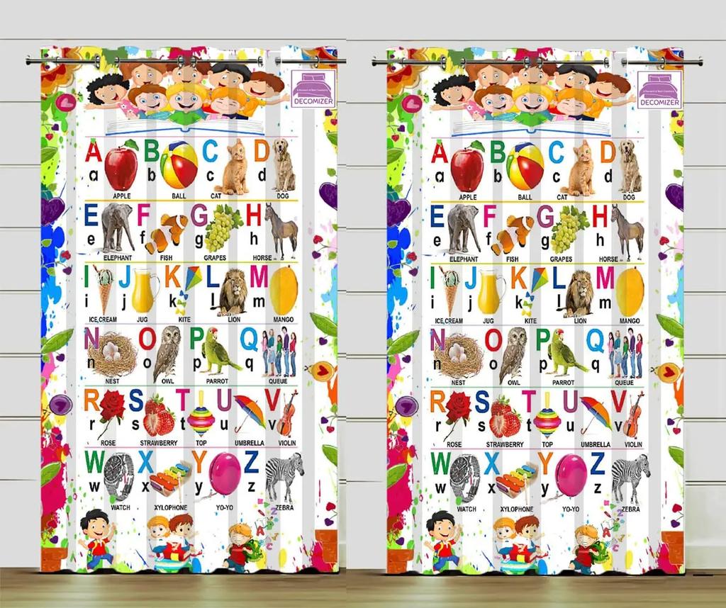 Colored Pencil Cartoon Curtains, Thin Window Curtain for Living Room, Bedroom Decor, Free Shipping, 2 Pieces