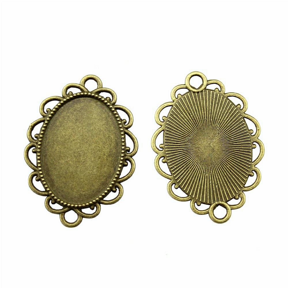 Accessories Parts Fit 18x25mm Oval Glass Cabochon Base Tray Bezel Wedding Jewelry Findings QA039