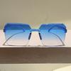 Non-polarized Fashion Vintage Square Rimless Sunglasses Men Women Gradient Outdoor Casual Party Gathering Eyeglasses