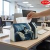 1pc 2D Flat Tissue Box, Printed On Both Sides, Black and White Cat On Chair, Multifunctional Napkin Dispenser for Home, Party, Car Decor, Living Room,