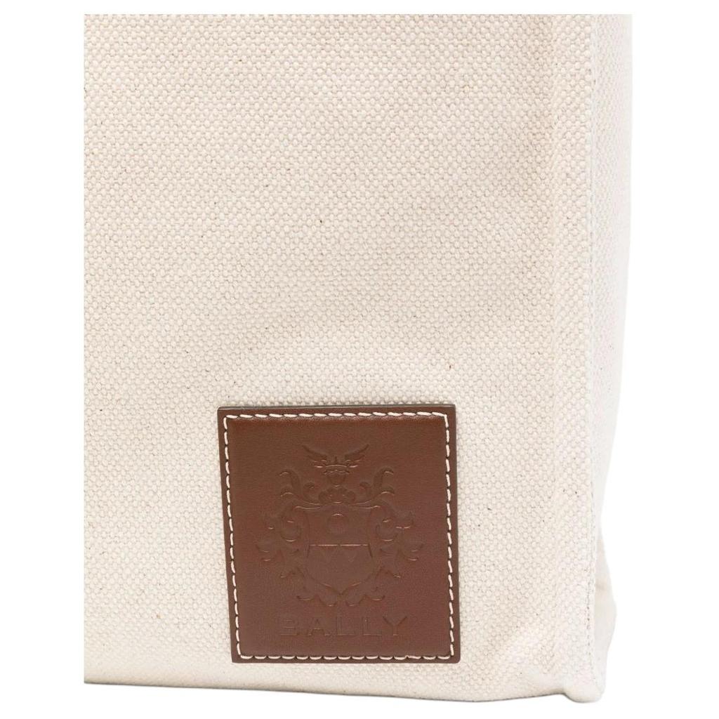 Bally Letter Logo Cotton Tote Shopping Bag Women Tote White WAE06VCV011I135O