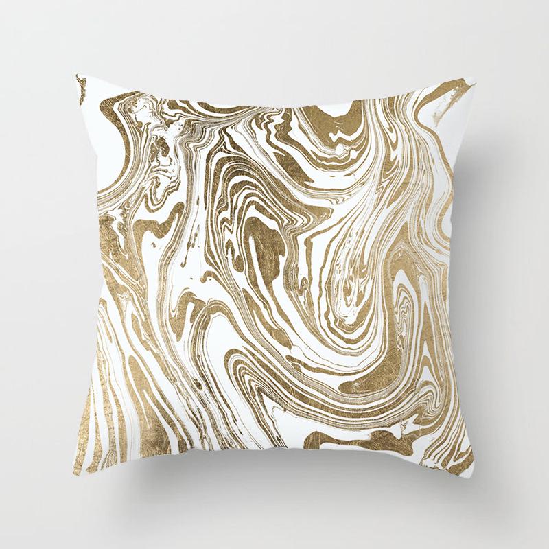 European Style Golden Geometric Print Car Pillow Cover Sofa Cushion Cover Home Furnishings