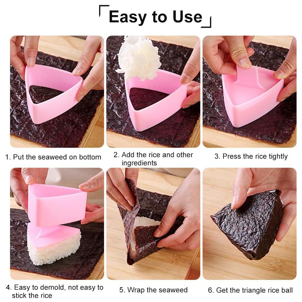 New 2PCS Rice Ball Mold Sushi Makers Triangle Mold for Kid's Cooker