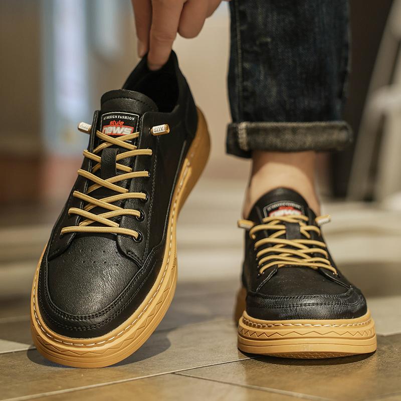 Fashion Brand Men's Genuine Leather Casual Shoes Spring Autumn New Men's Sports Shoes Simple Business Shoes Commuter Work Shoes