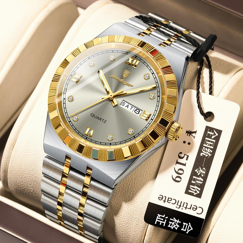 Men'S Watch Double Calendar Slim Quartz Watch
