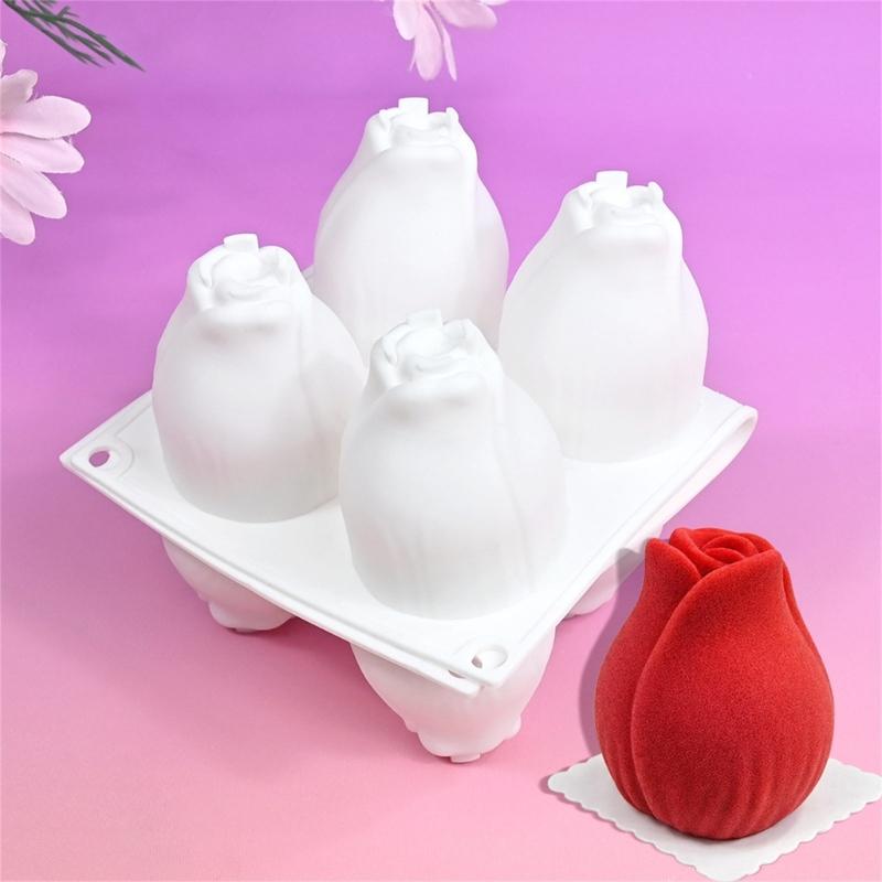 Flexible Rose Buds Silicone Molds 8 Cavity For Bakery Kitchen Use Mousse Cakes Chocolate Dessert Making Mould
