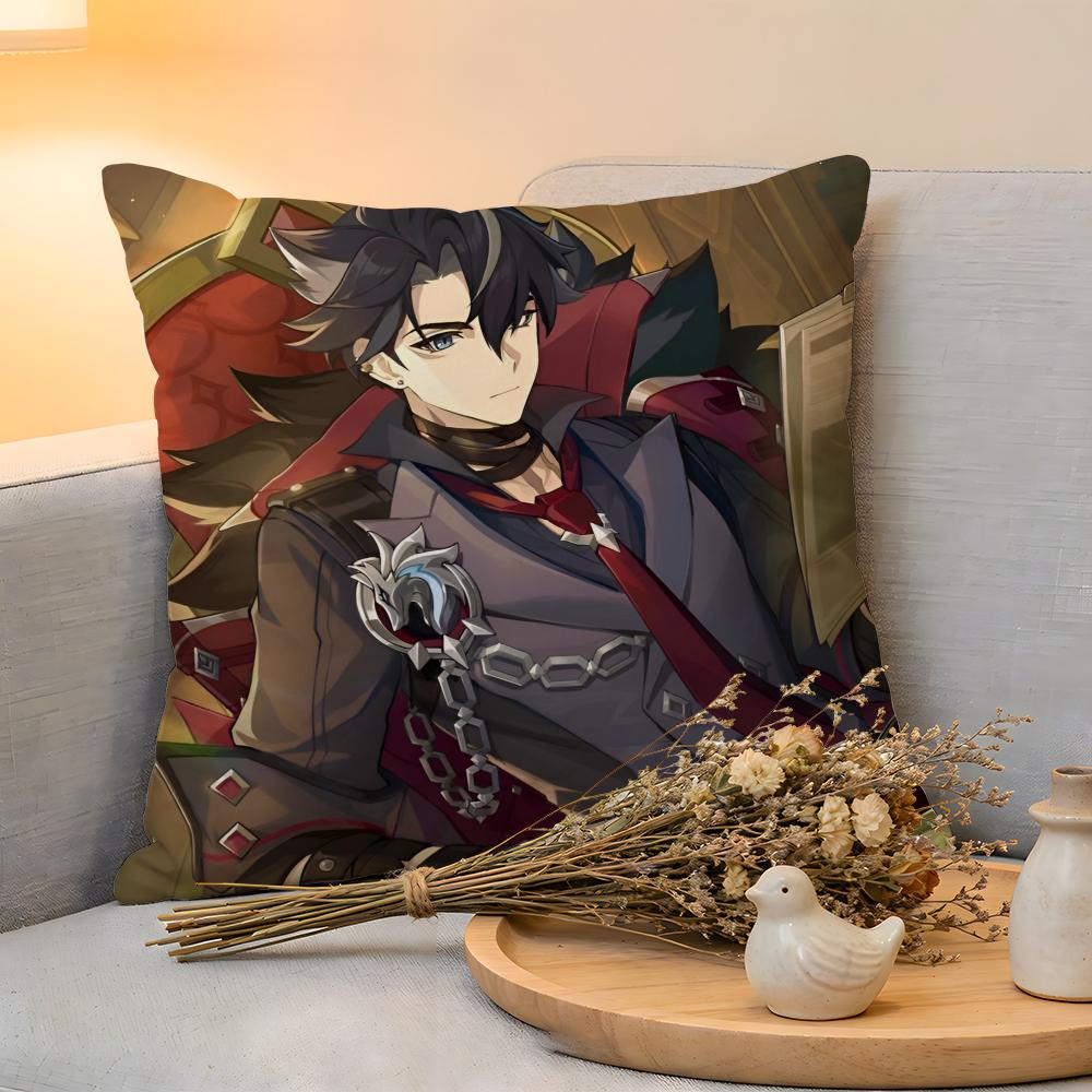 Cushion Cover Linen SkinFriendly Soft Decorative Case For Sofa Home Decor Genshin Impact WWriothesley Pillow Cover