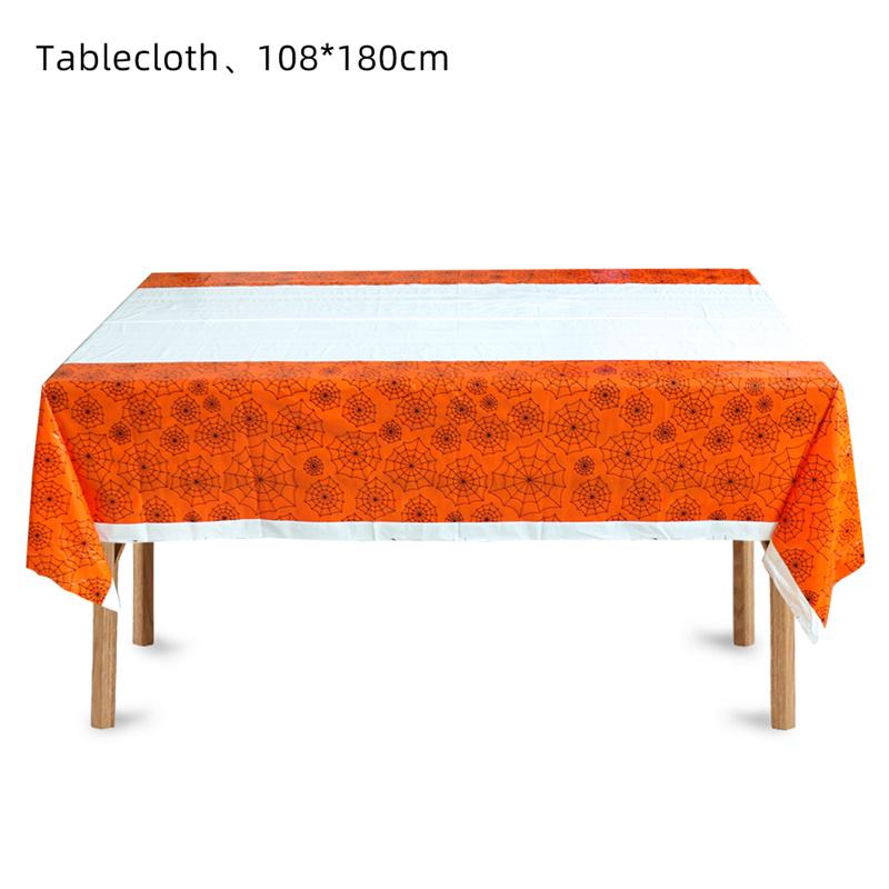 Halloweenský ubrus Fright Night: Design Hrad Dýňového Ducha, Jednorázový PE Materiál