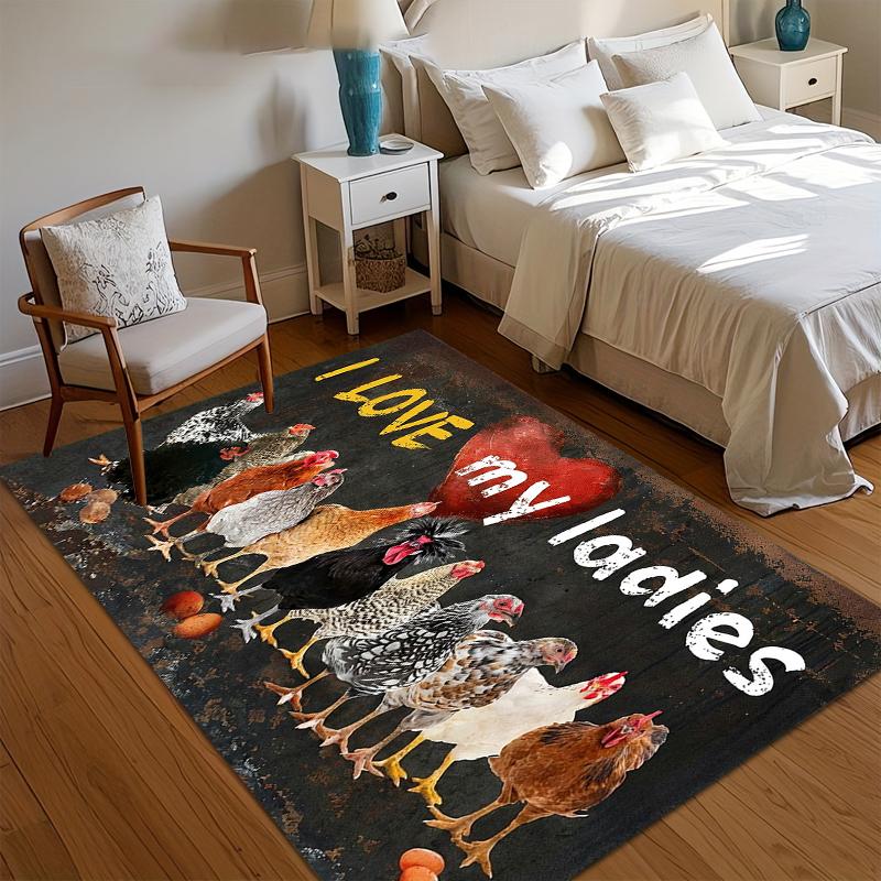 

Area Rug Carpet Soft Non Slip Farm Hen I Love My Ladies Floor Mat for Bedroom Living Room Kids Room Home Decor Dorm Gift 40cm x 60cm