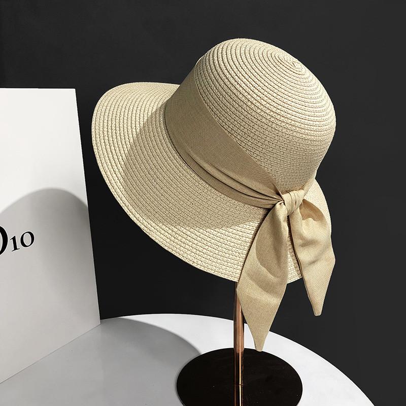Womens Chic Straw Beach Hat Adjustable Fit Elegant Bow Perfect Outing Summer