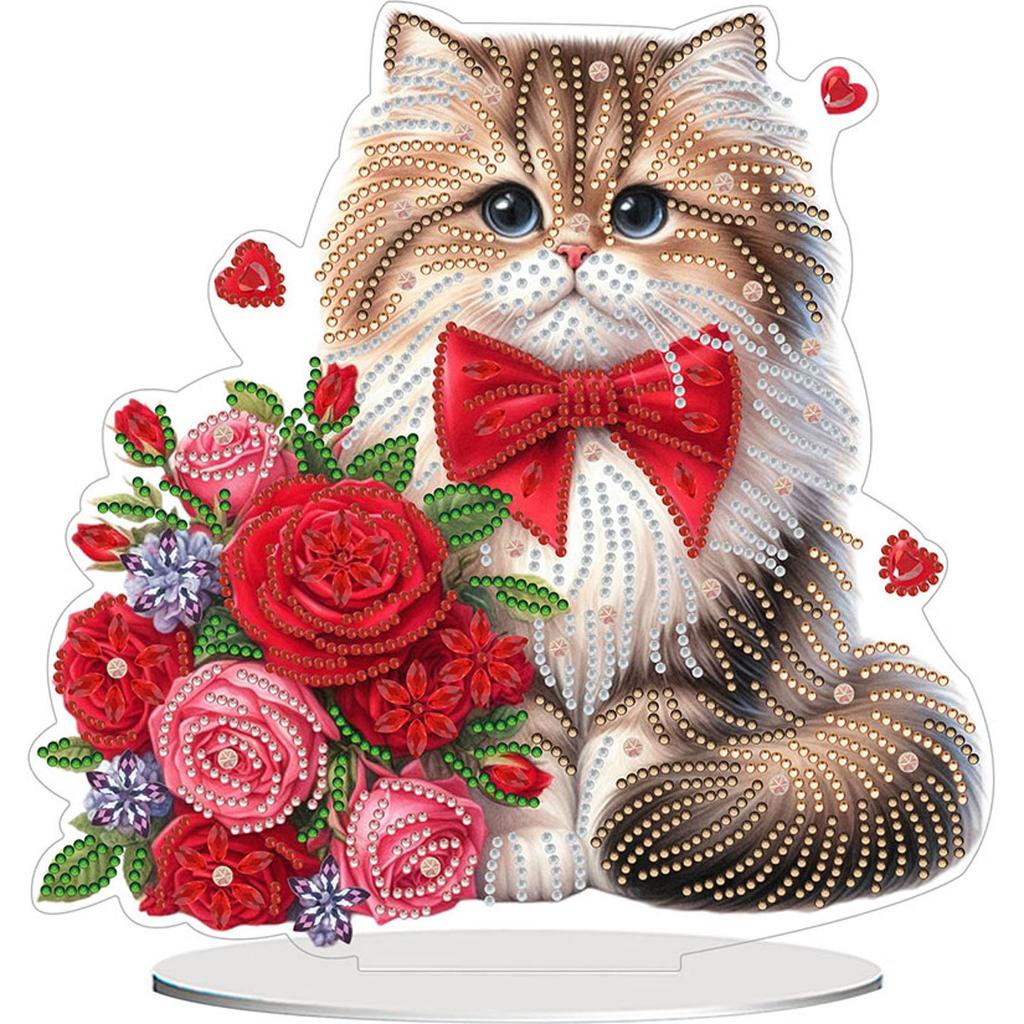 2D Flat Print Valentines Day DIY Diamond Painting Desktop Ornaments Kit Diamond Painting Desktop Decorations for Adults Beginner