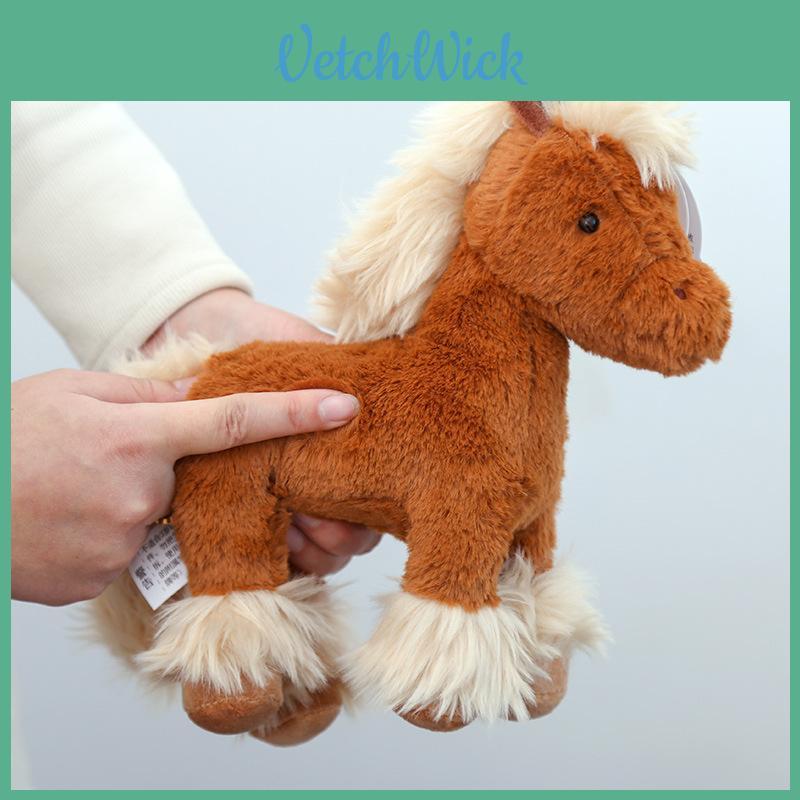 Cute White And Brown Horse Plush Toy For Bedroom Decor