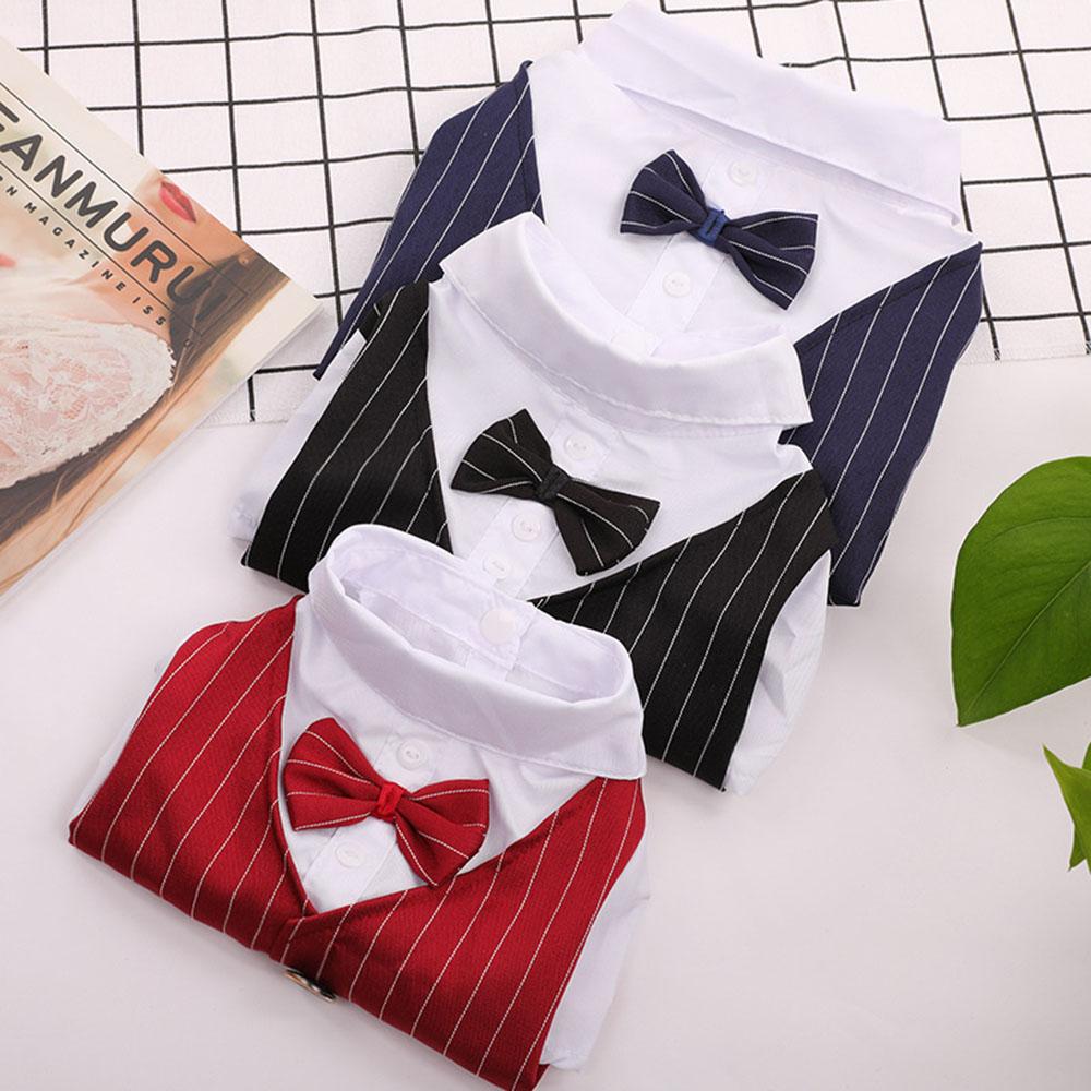 Dog Tuxedo Formal Dog Suit Shirt with Bow Tie Pet Stripe Suit for Wedding Birthday Party Puppy Prince Costume for French Bulldog