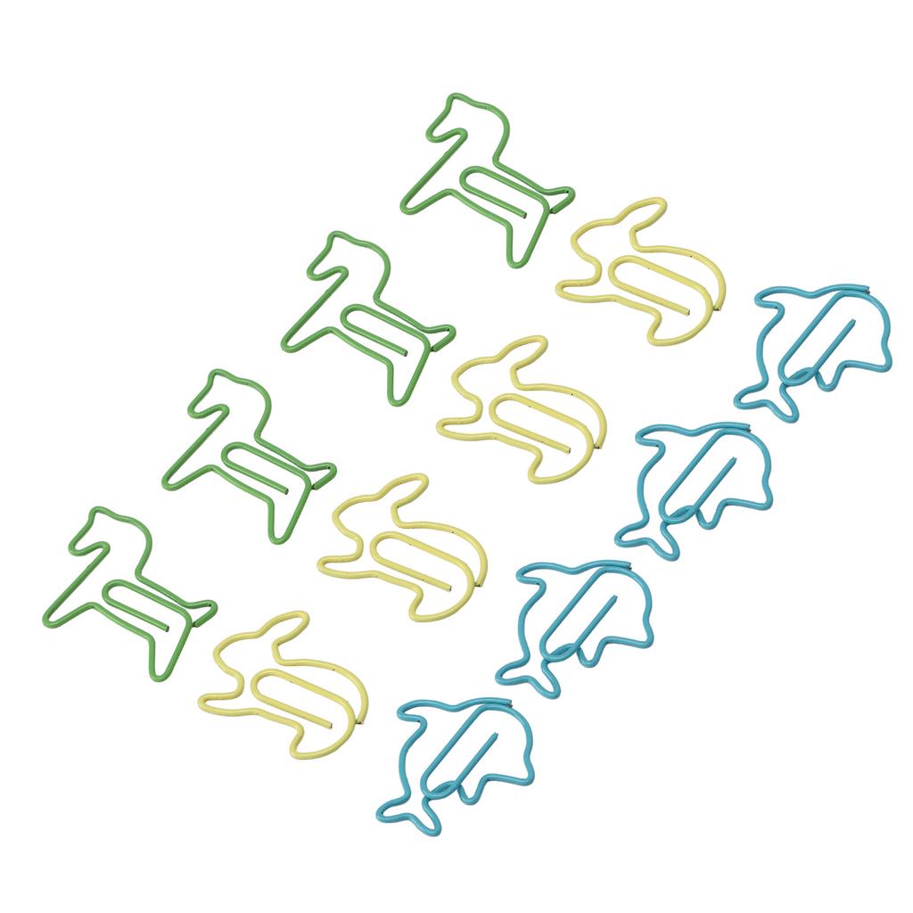 32 Box Paper Clips 3 Colors Innovative Pony Rabbit Dolphin Combo Small Metal Paperclips for Paperwor