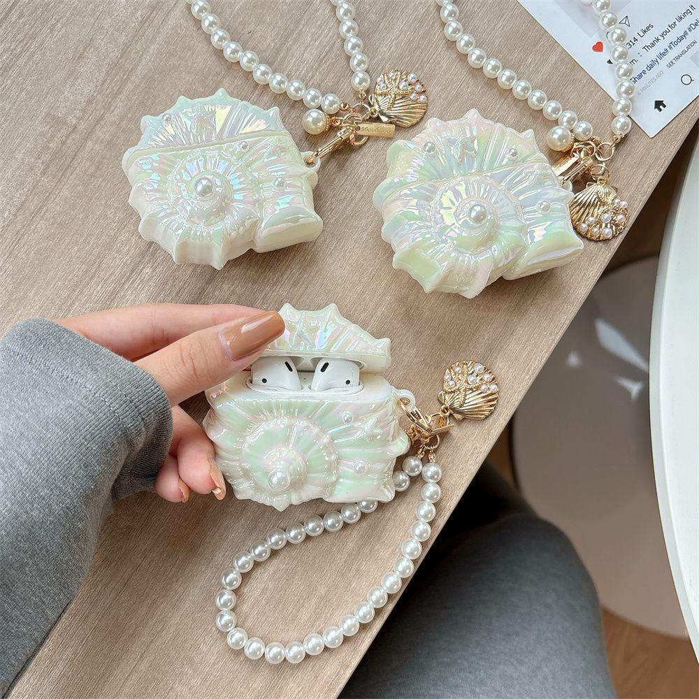 Conch Glitter Cowry Case for Apple AirPods 4 Earphone Protective Case for AirPods Pro 3 2 Charging Cover for AirPods 3 2 1