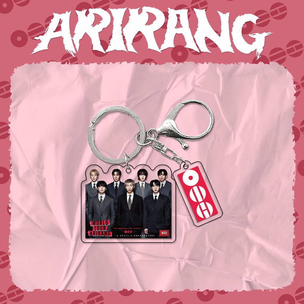 BTS Arirang World Tour Acrylic Keychain, Bangtan Boys Suit Style Member & Group Charm with Logo Tag, Kpop ARMY Fans Bag Accessory
