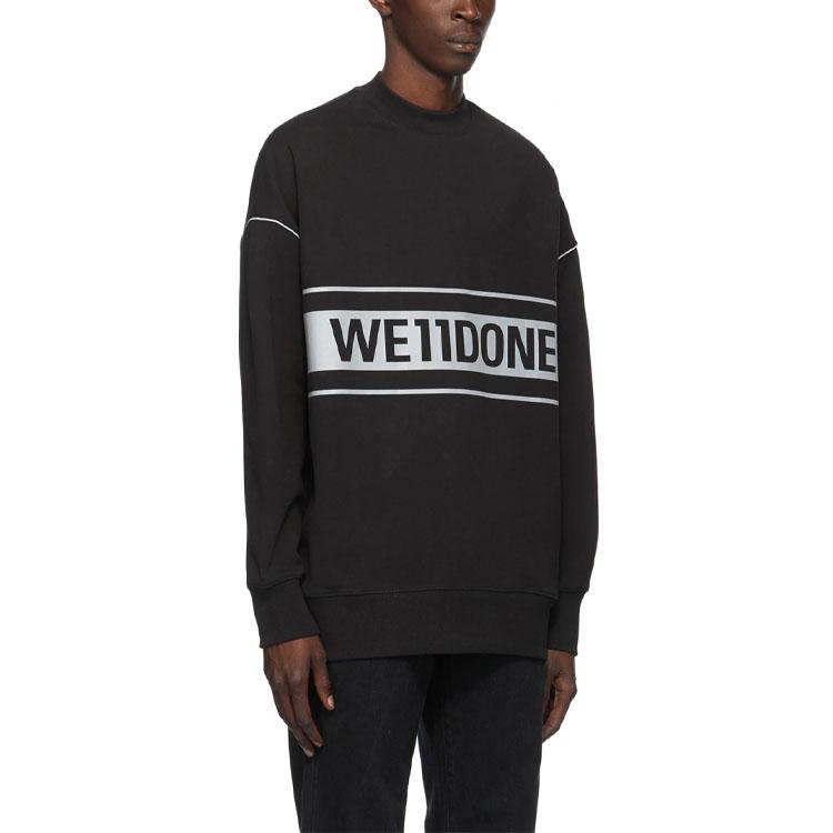 WE11DONE Reflective Logo Pullover Black Unisex Tops WD-SS5-19-048-BK