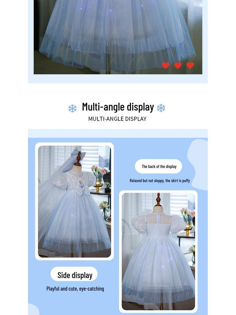 2024 Summer Light-Up Princess Elsa Frozen Dress for Girls