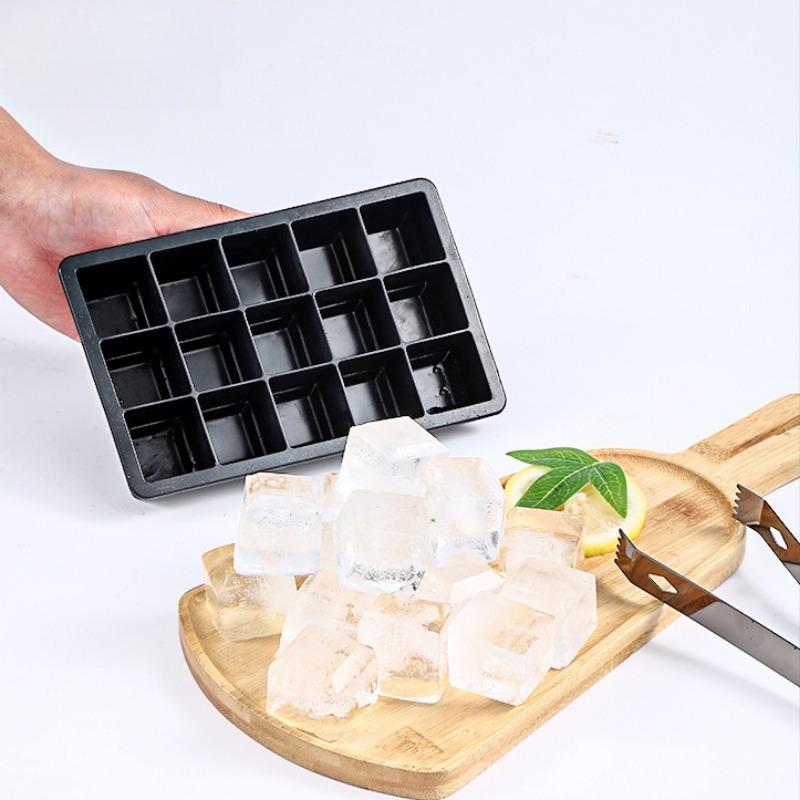 Neue 15-Fächer-Silikon-Eiswürfelform Große quadratische Eiswürfelformformen Bar Milchtee-Shop Eiswürfel-Produktionsform Eiswürfel-Aufbewahrungsbox