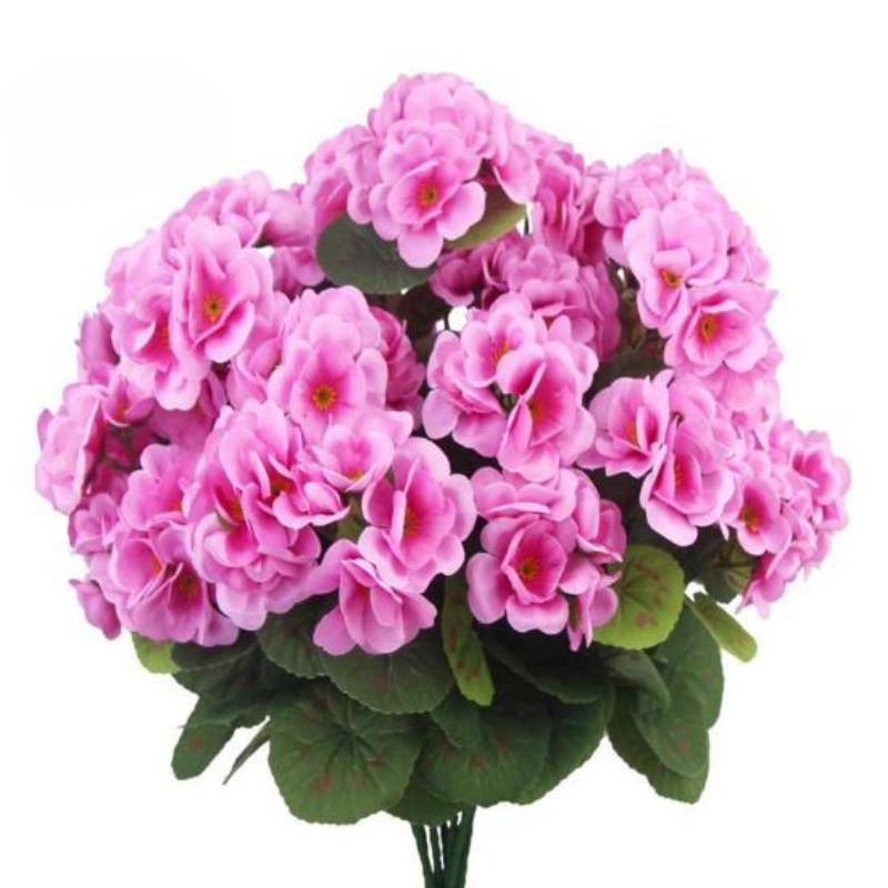 Ramo de begonias artificiales reutilizables para decoración de bodas y fiestas, flores falsas para el hogar, el interior, el jardín y el porche.