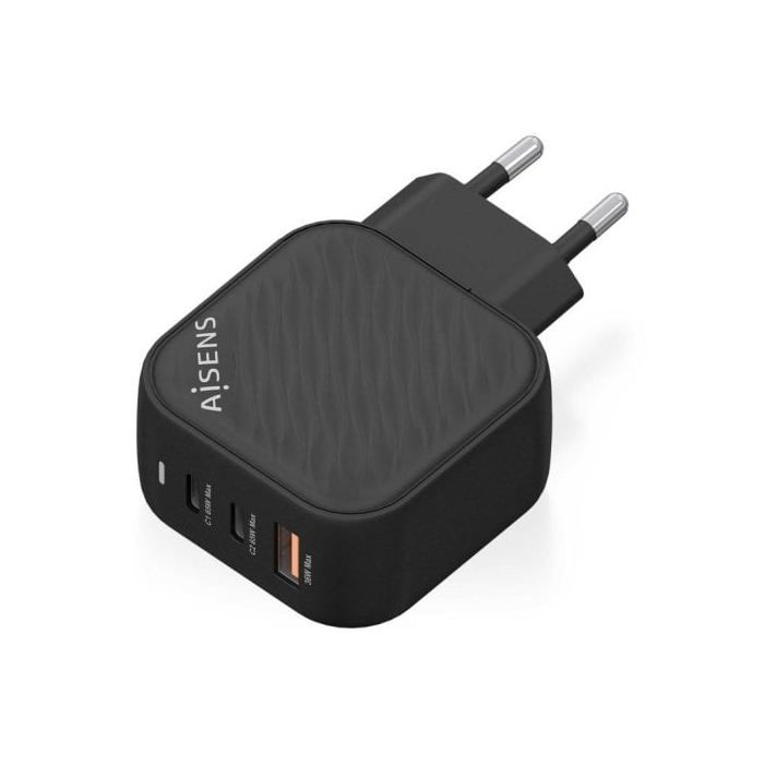 Cargador GaN - AISENS - ASCH-65W3P027-BK - 65W - 2xUSB-C PD3.0 - 1xUSB-A QC3.0