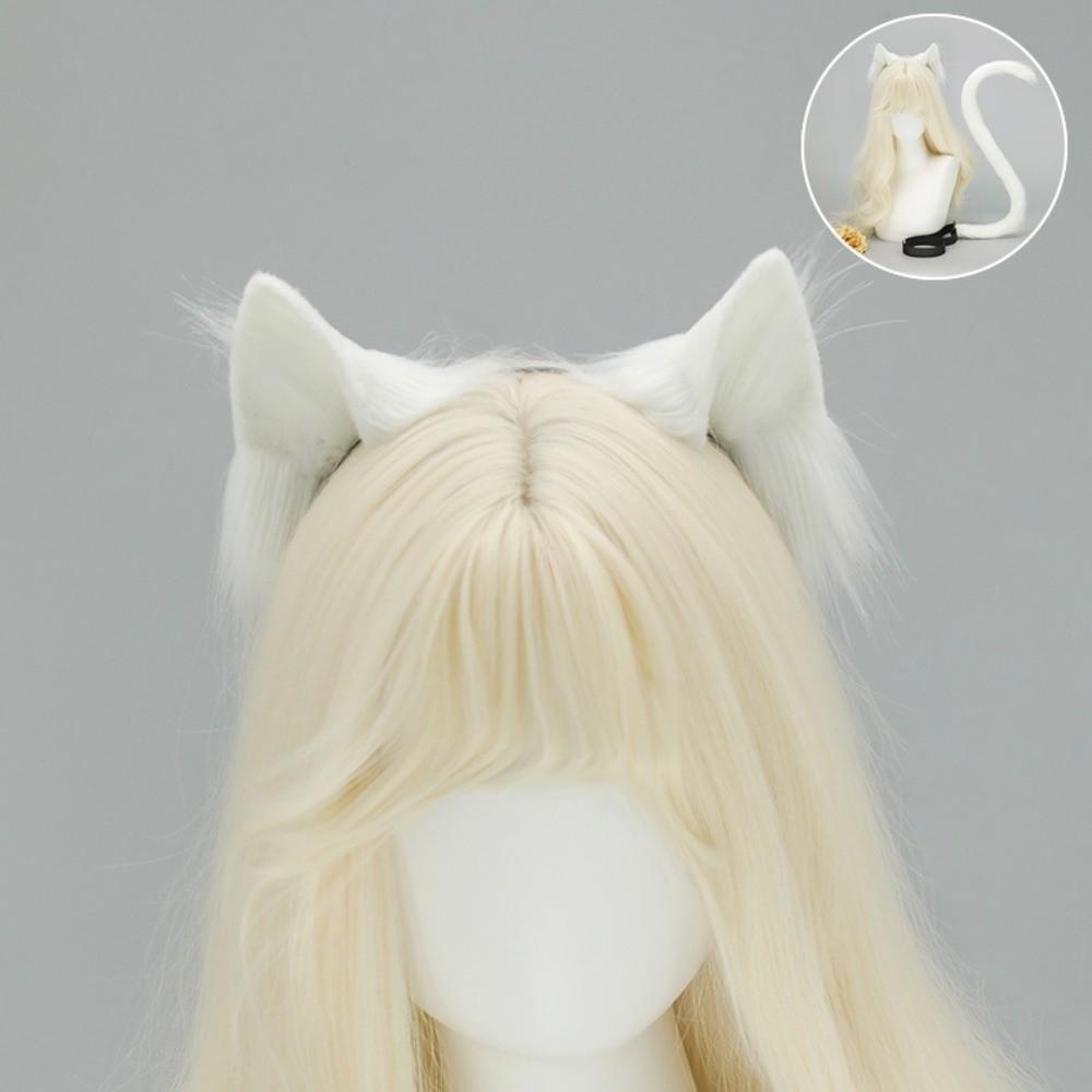 Realistic Cat Ear Headband Handmade Simulation Animal Ears New Cat Tail Set Headwear
