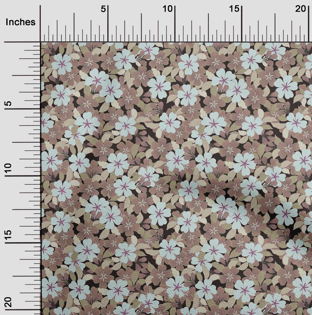 oneOone Cotton Flex Brown Fabric Floral Retro Sewing Craft Projects Fabric Prints By Yard 40 Inch