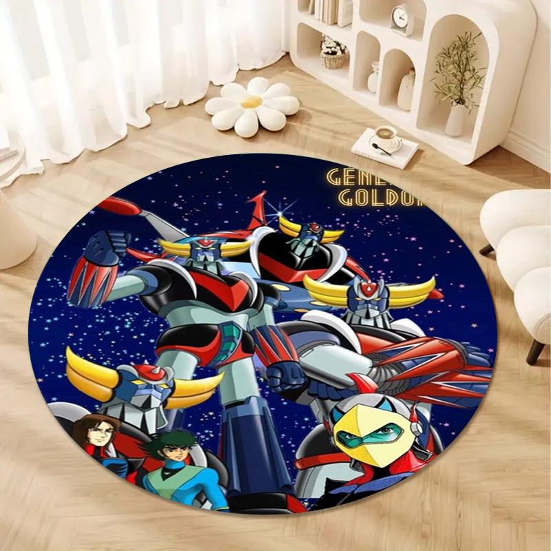 Grendizer Goldorak Anime Round Area Rug,Carpet Rug for Living Room Bedroom Sofa Playroom Decor,Non-slip Floor Mat Q0018