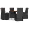 VidaXL Garden Dining Set Cushions 5pcs Black Wicker, Dining Set, Dining Set 3157598