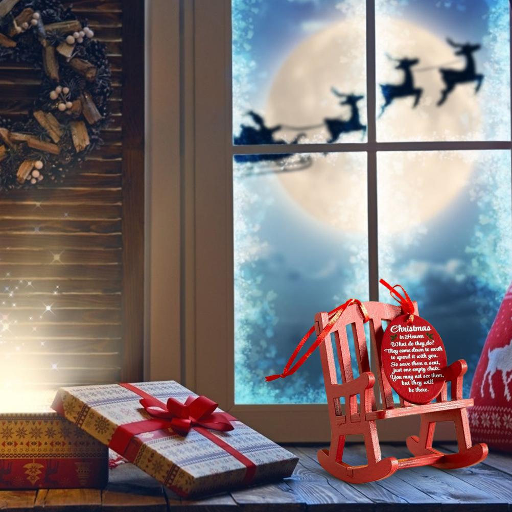 Vánoce v nebi Dřevěný přívěsek židle Památník Červená židle Dekorace Vánoční stromek Závěsný