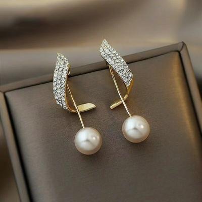 Pendientes colgantes de perlas de imitación para mujer, aretes clásicos y elegantes, borla larga de cristal, aretes colgantes exquisitos, joyería de boda 2022