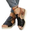 Plus Size Women's Sandals 2025 Summer New Flat Wedge Heel Fish Mouth Casual Buckle Wear Women's Sandals Outside