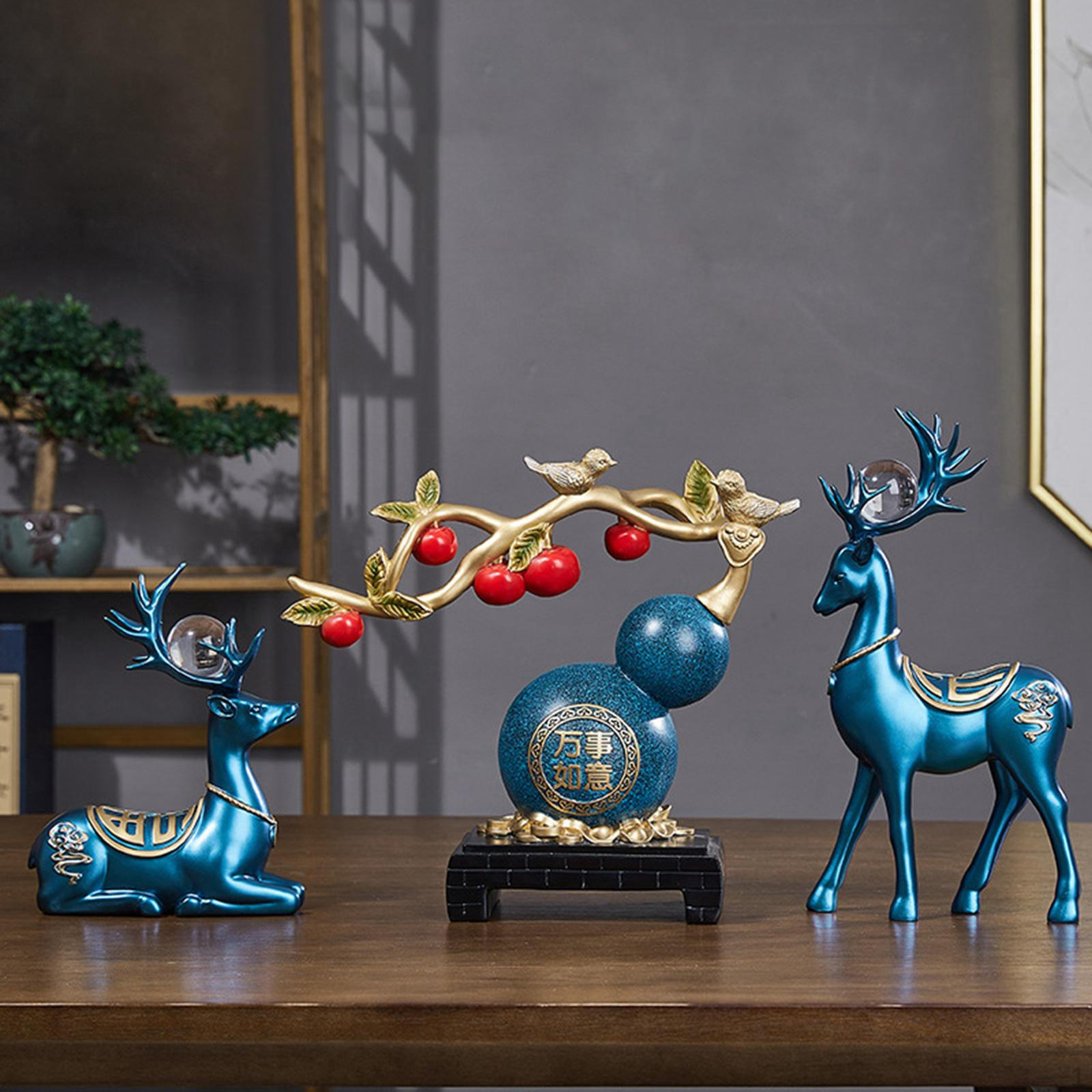 

Набір статуй гарбузового оленя з 3 предметів Скульптури тварин Лось Настільні прикраси для камінної шафи. синій