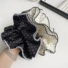 Classic Black & White Polka Dot Ruched Scrunchie - Retro French Head Tie