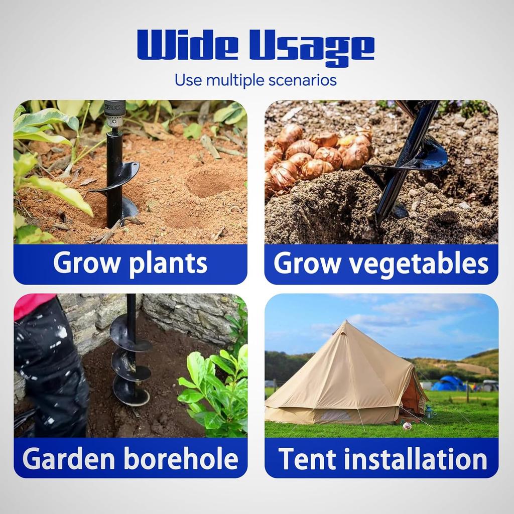 2 X 24 Inch Surface Auger Drill Bit for Planting Garden Auger Drill String or Umbrella Hole Excavator Suitable for 3/8 Inch