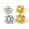 Stylish Titanium Steel Vacuum-Plated Lightweight Luxury Flower Stud Earrings