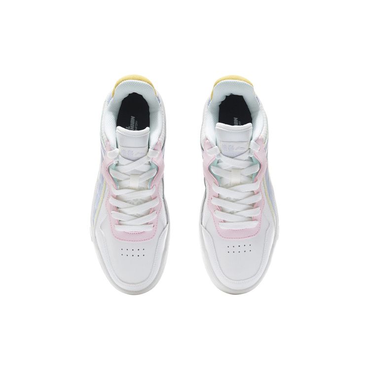 Li Ning We Wu Color Block Bequeme Klassische Lässige Low Top Skateschuhe Damen Sneaker Weiß Blau AGCR156-3