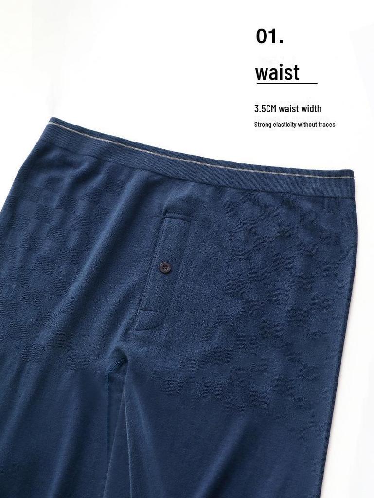 Men's Thin Seamless Toyobo Silk Trousers - Elastic, Warm, Large Size, Nude Feel - Ideal for Autumn and Winter.