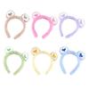 Hair Hoop Toothed Anti-Slip Plush Headband with Bear Ears Decor Fluffy Elastic Face Washing Makeup Hairband