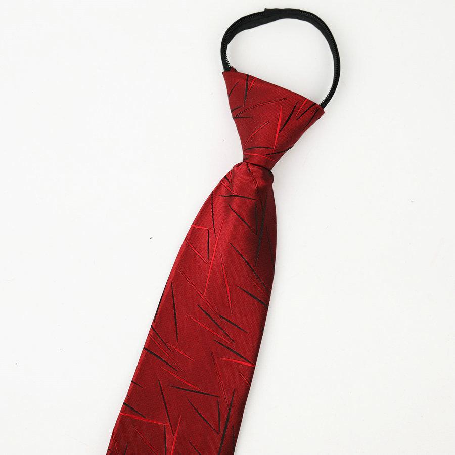 Men's No-Iron Zipper Striped Formal Tie with Logo, 8cm
