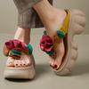 Fashion GKTINOO Genuine Leather Sandals Floral Women Slippers Summer Shoes Platform Outside Slides Thick Soles Leisure Ladies Slippers