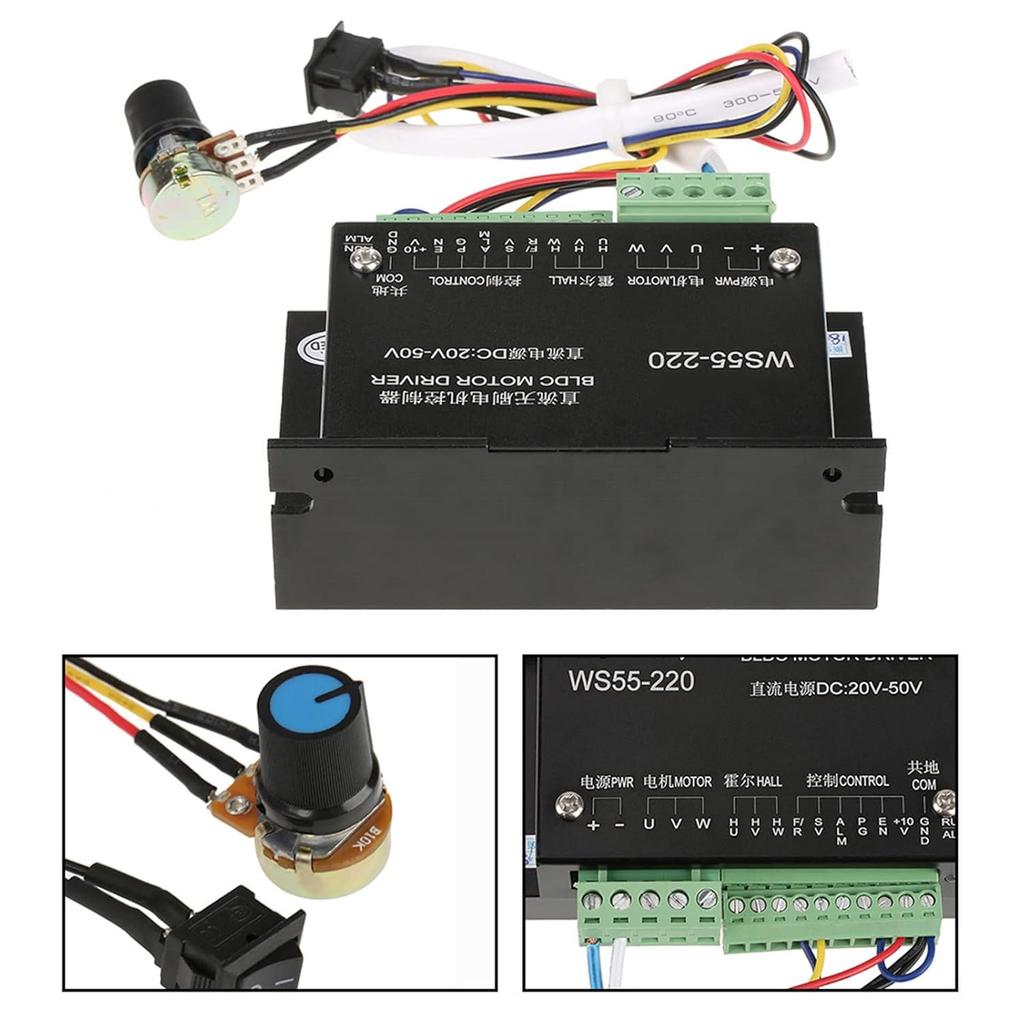 Motor-Treiber-Controller, WS55-220 DC 48V 500W CNC Bürstenloser Spindel BLDC Motor-Treiber-Controller mit Überspannung, Überstrom