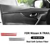 Carbon Fiber Car Inner Door Armest Panel Trim Protection Strips Decoration Stickers For Nissan X-TRAIL 2014-2018 Accessories