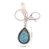 Natural Stone Crystals Teardrop Shape Photo Locket Keychain Featuring Diamonds Cut Designs for Sentimental Gifts