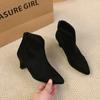 2024 Hot Sale Ladies Shoes Ankle Women's Boots Fashion Back Zip Office and Career Sexy Pointed Toe Plus Size Shoes for Women