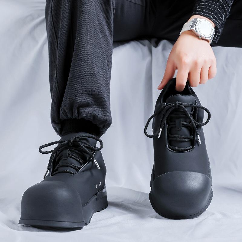 Spring heightening platform boots pure black casual niche versatile big head men's shoes couple 5747-5847-J