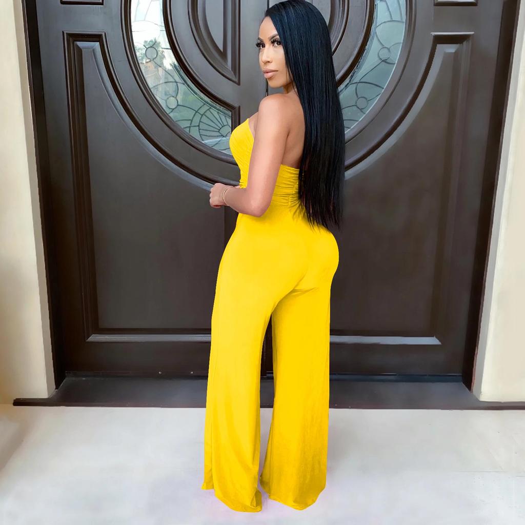 Women’s Sexy Bandeau Jumpsuit with Wide-Leg Pants - European and American New Fashion