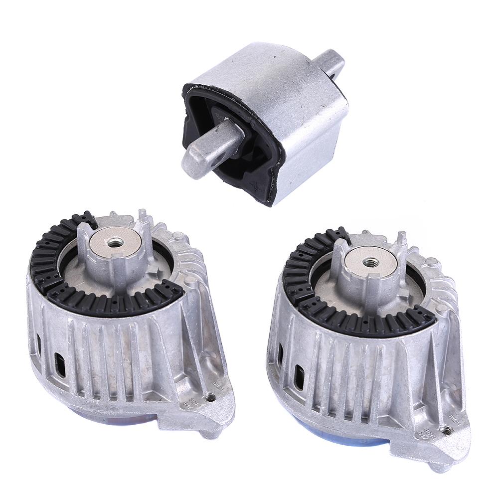 2x FEBI Engine Mount &1x Gearbox Bearing Compatible for Mercedes C E CLK W204 W212