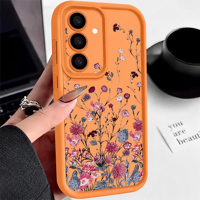 Beautiful Flower Pattern Phone Cover For Samsung S25 S24 FE S23 Ultra S22 S21 Plus A55 A54 A27 A34 A15 A17 A37 A57 S26 Shockproof Soft Silicone Case